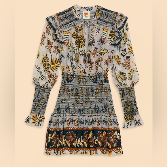 Farm Rio Floral Tapestry Mini Dress - Silver - Picture 7 of 7